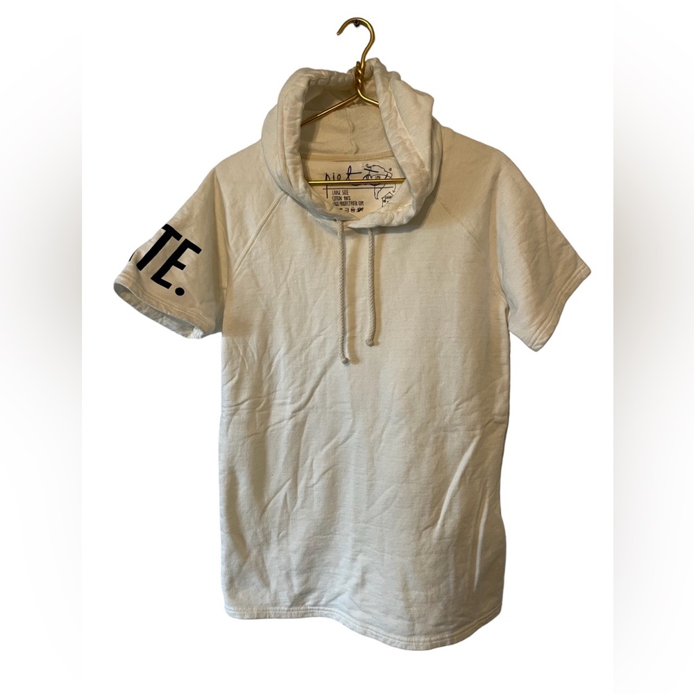 Pieta Sweatshirt with hood and short sleeves Size L says HATE. on sleeve